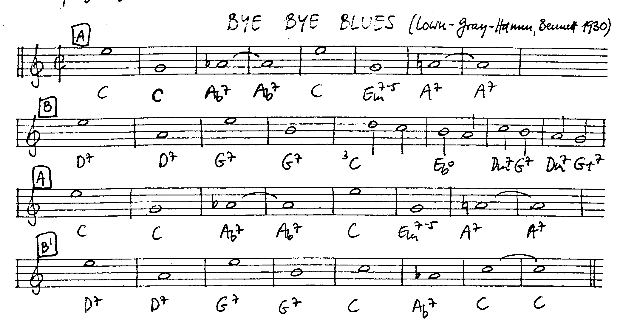 bye bye blues leadsheet – book us for your next 20s or gatsby event